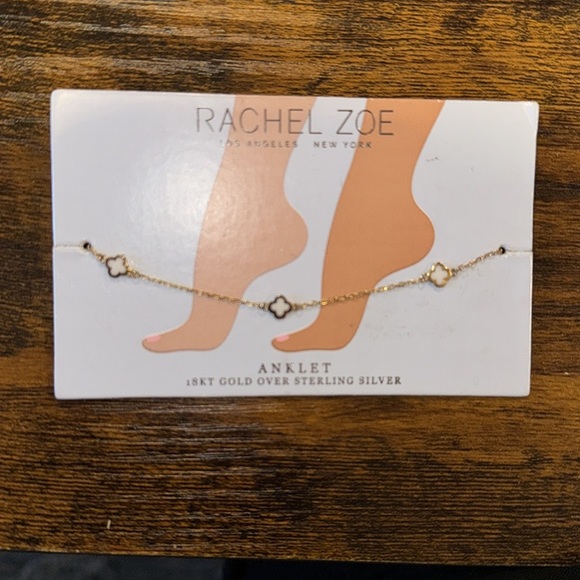 NEW Rachel Zoe 18 KT Gold over Sterling Silver Clover Anklet Bracelets - Picture 9 of 13